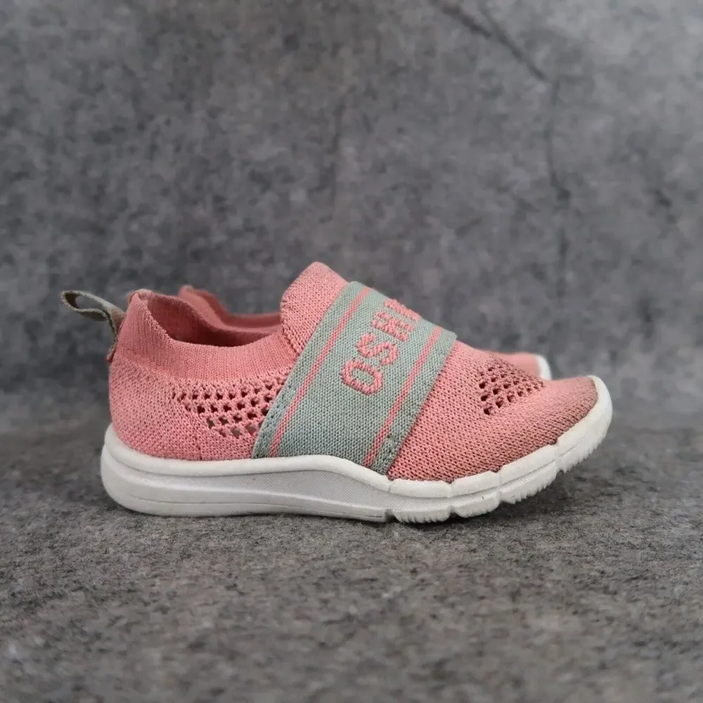 Oshkosh B'gosh Shoes Baby Toddler 6 Slip On Sneaker Knit Stretch Pink Grey Kids